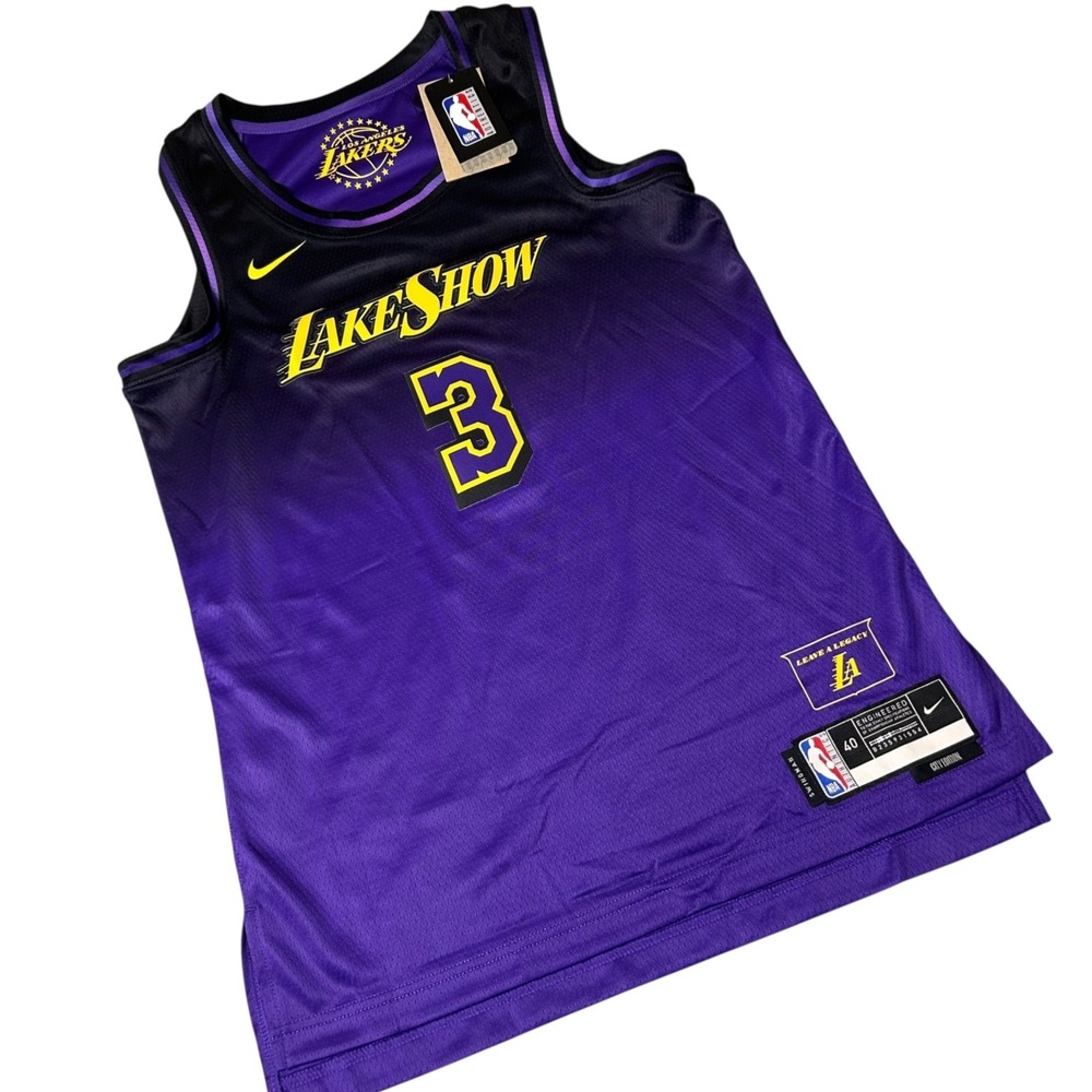 NEW Nike Lakers Anthony Davis Jersey Mens S LakeShow‎ #3 City Edition Swingman